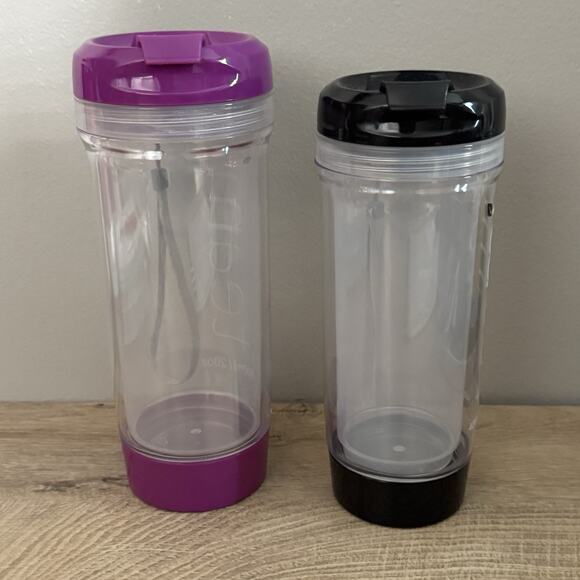 Teami Tumbler Set On The Go Tea Or Fruit Water Bottle 20 Oz 13.5 Oz Purple Black - Picture 4 of 8